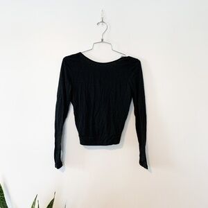 Aritzia TNA Black Long Sleeve Backless Top sz XXS
